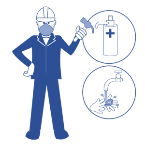 Worker sanitising Worker sanitising