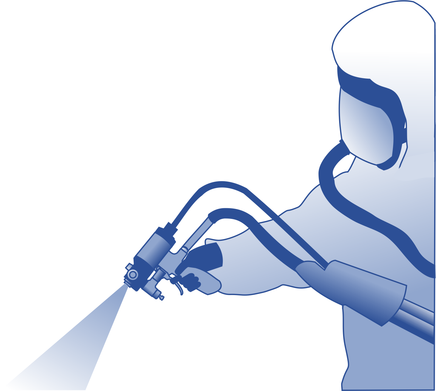 Worker wearing PPE to protect from isocyanates exposure Worker wearing PPE to protect from isocyanates exposure