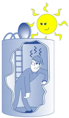 A worker in hot conditions A worker in hot conditions