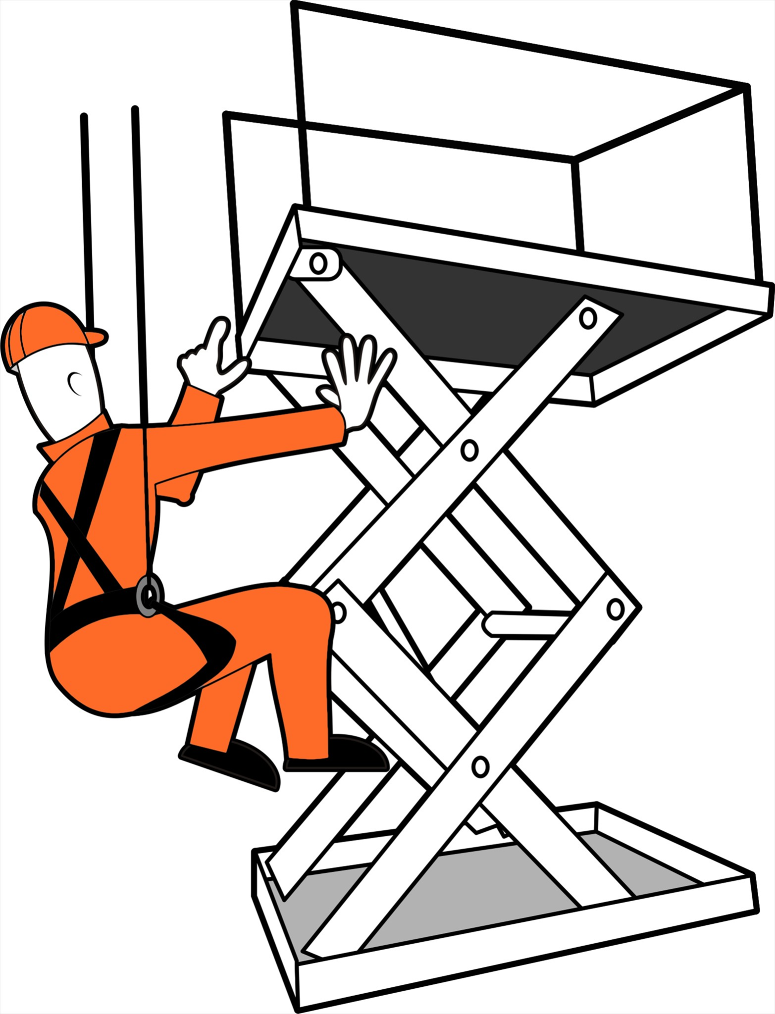 worker suspended from a scissor lift worker suspended from a scissor lift