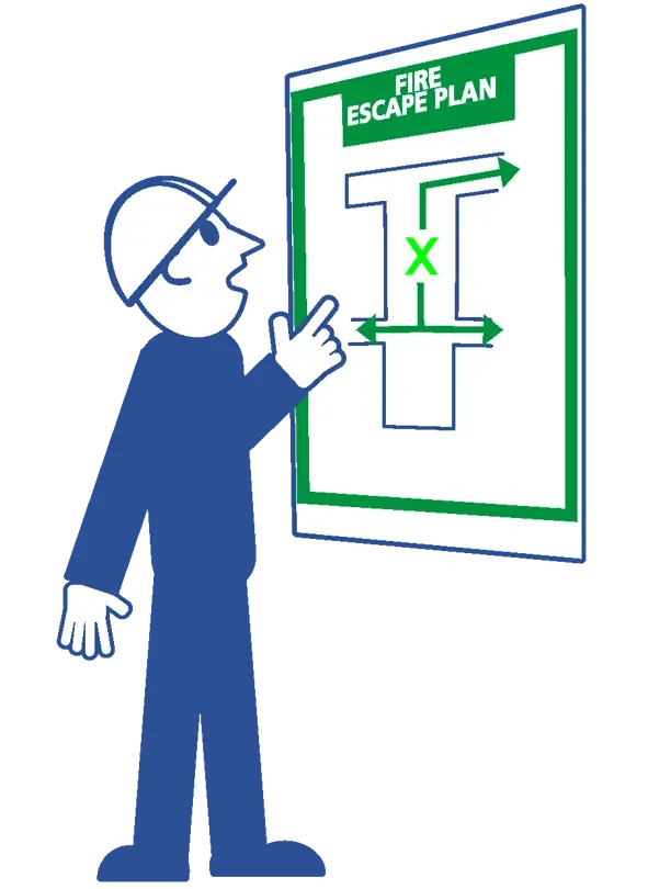 Fire Marshal inspecting a fire escape plan Fire Marshal inspecting a fire escape plan