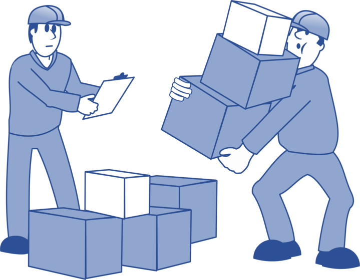 A worker carrying out a manual handling risk assessment A worker carrying out a manual handling risk assessment
