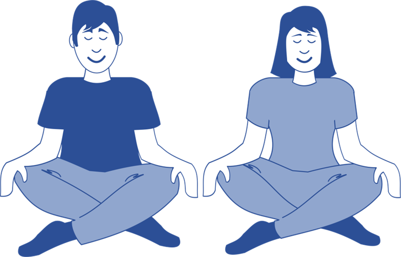 a man and a woman taking a mindfulness break a man and a woman taking a mindfulness break