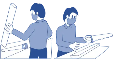 IOSH Management in practice in a workplace where workers are sawing wood IOSH Management in practice in a workplace where workers are sawing wood