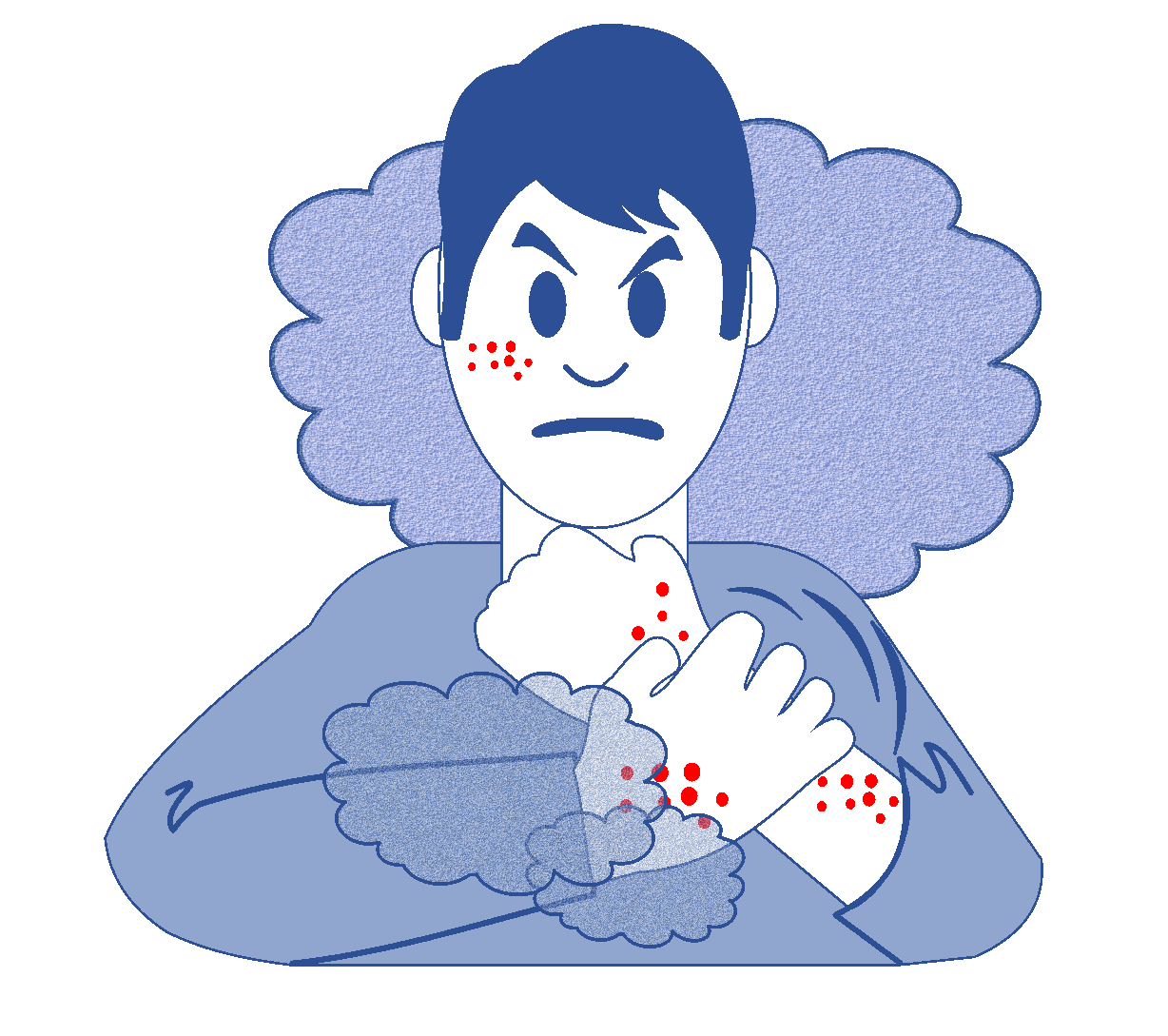 worker experiencing skin irritation from contact with workplace dust worker experiencing skin irritation from contact with workplace dust