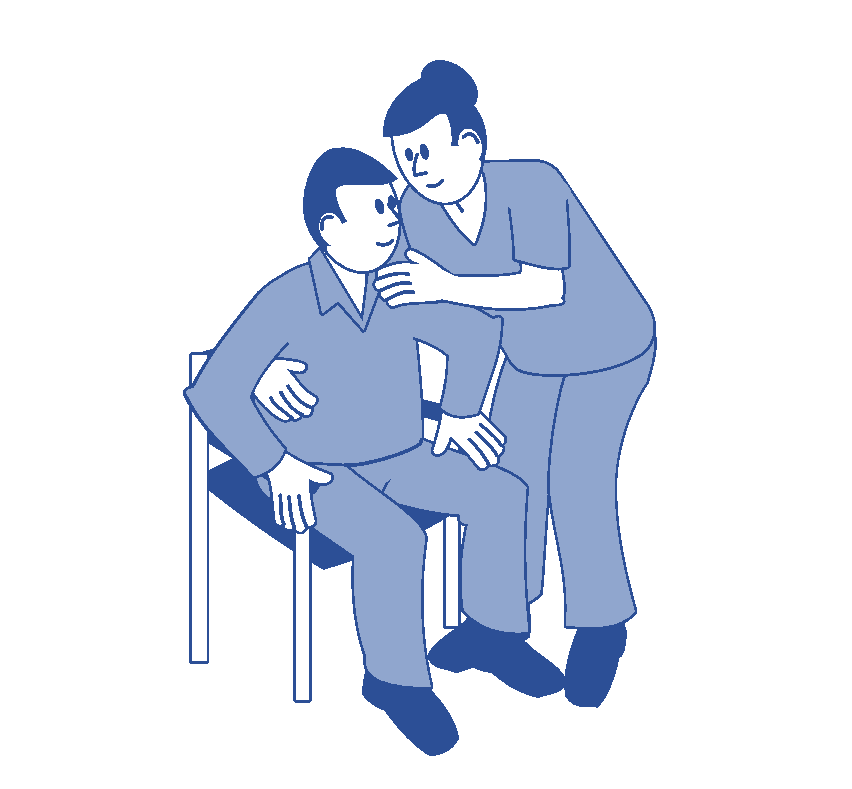 Manual handling healthcare situation where a carer helps a patient out of a chair Manual handling healthcare situation where a carer helps a patient out of a chair
