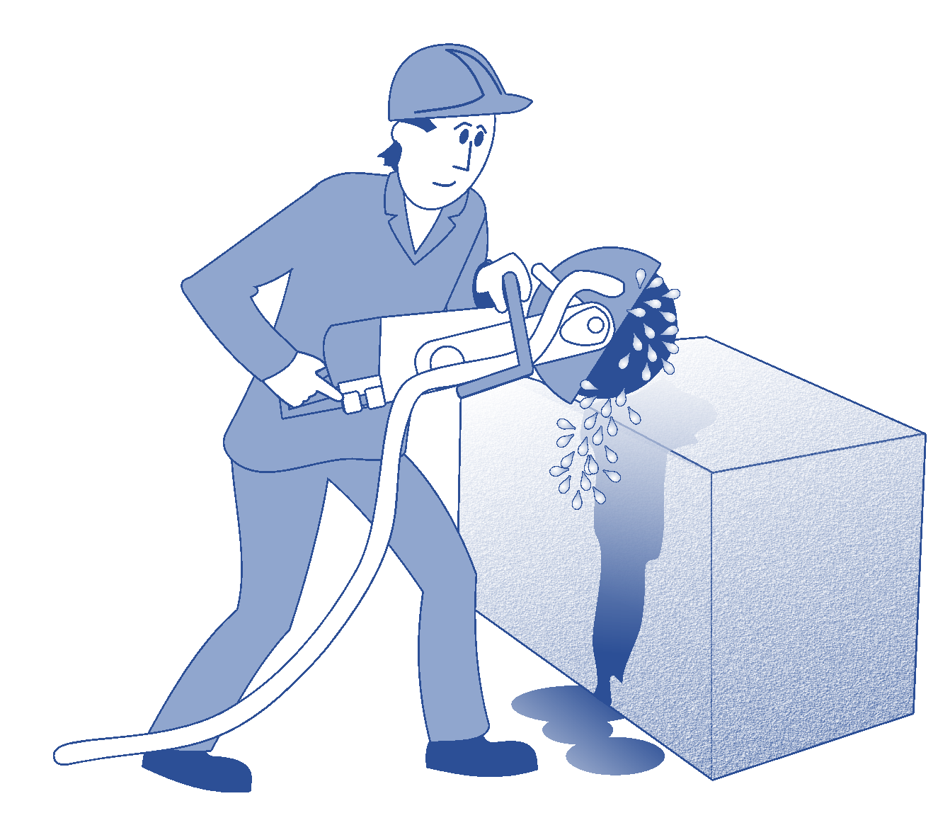 Construction dust caused by worker grinding a cement block Construction dust caused by worker grinding a cement block