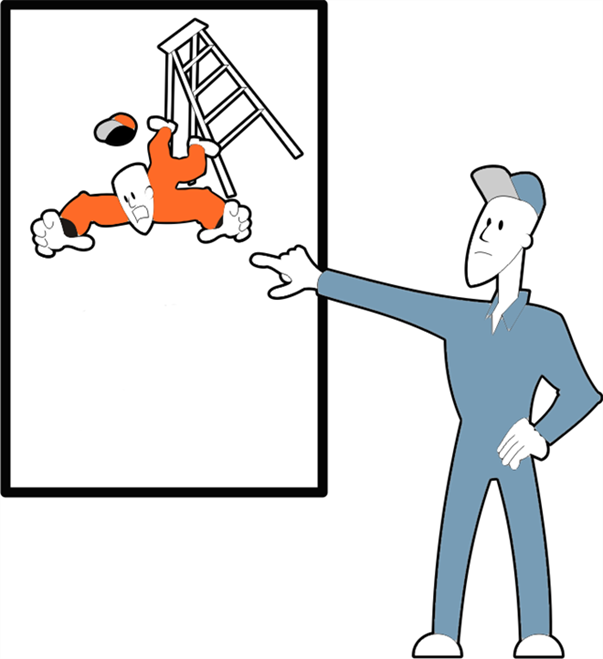 Graphic of Delivery of Safety Ladder Training during a slide showing unsafe ladders